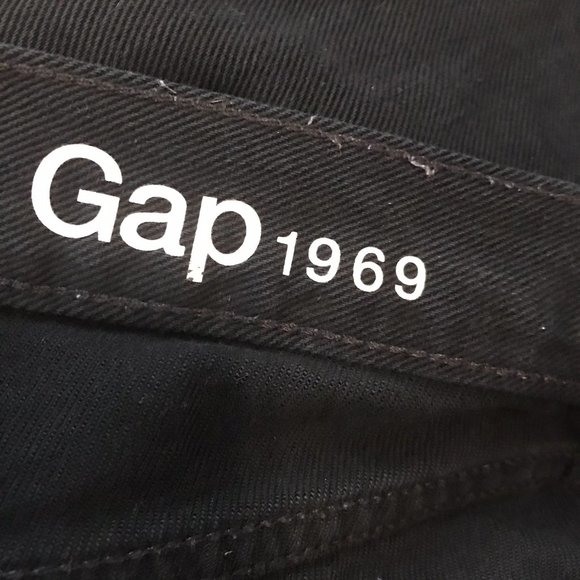 GAP Black Midrise Distressed Girlfriend Straight Leg Jeans Size 27R - Picture 8 of 8